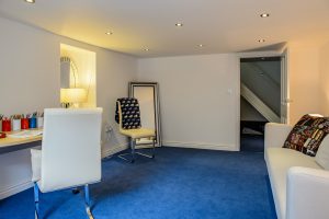 Basement Conversion into an office with seating and a desk. Moorland Road, Didsbury, Greater Manchester
